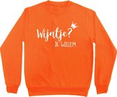 Oranje sweater Koningsdag | Wijntje? Ik Willem! | Maat L