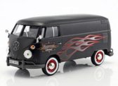 Volkswagen Type 2 T1 Bus Custom Garage Mat Zwart met Vlammen 1:24 MotorMax