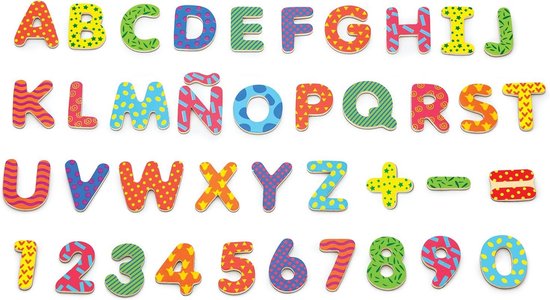 Thumbnail van een extra afbeelding van het spel Viga Toys - Magnetische Letters & Nummers 77 stuks