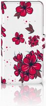 Geschikt voor Samsung Galaxy A7 (2018) Bookcase Hoesje Design Blossom Red