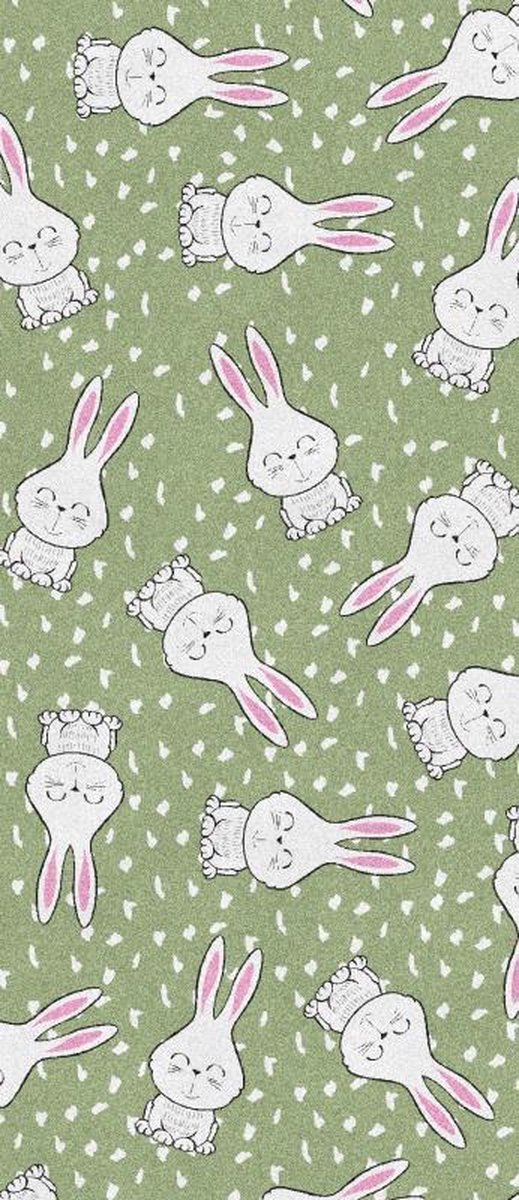 Kinder Vloerkleed Tapijt Mat kinderkamer Konijn - Wasbaar - Antislip - 65 x 150 cm