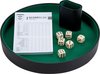Afbeelding van het spelletje Pokerpiste PU 26 cm, met beker, 6 dobbelstenen en boekje