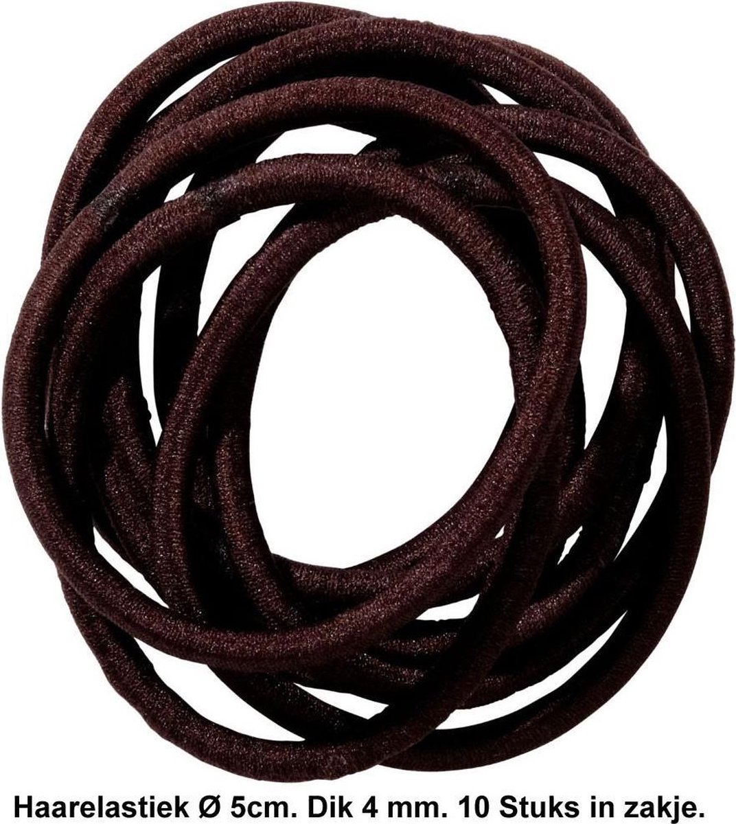Rojafit Haarelastiekjes – Ø 5 cm. / 4 mm. dik - 10 stuks – Bruin