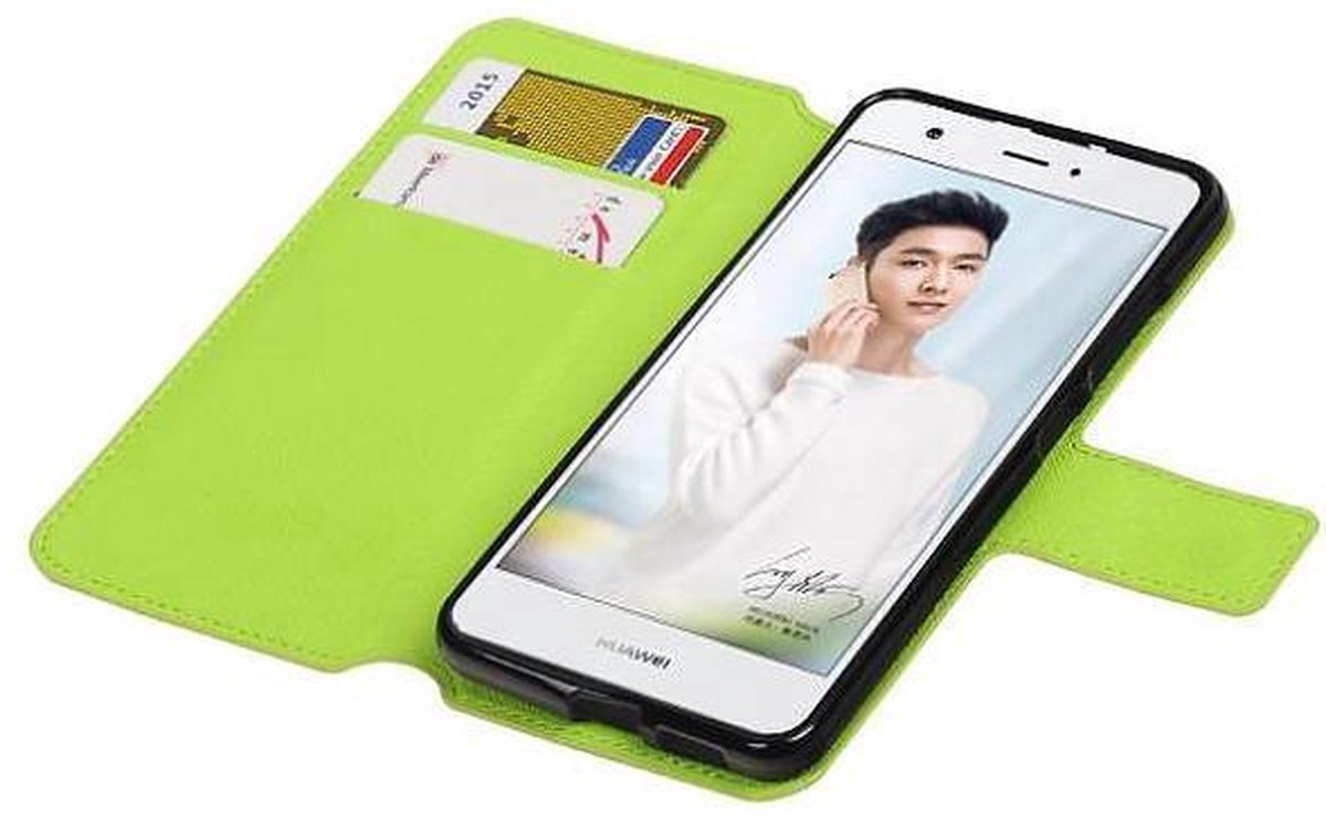 Cross Pattern TPU Bookstyle Wallet Case Hoesjes Geschikt voor Huawei Nova Plus Groen