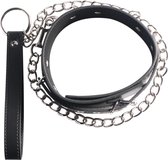 EZlove halsband met riem - verstelbare riem - stevig kunstleer - zwart