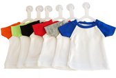 Set van 6 baseball mini's t-shirts met hangertjes