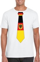 Wit t-shirt met Duitsland vlag stropdas heren S