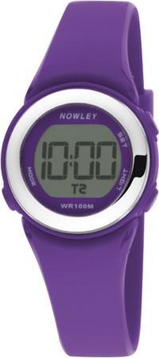 Nowley 8-6278-0-4 digitaal horloge 29 mm 100 meter paars- zilverkleur