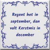 Wijsheden tegeltje met spreuk over Weer: Regent het in september dan valt Kerstmis in december