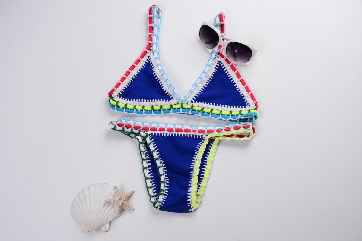 Dames Bikini - Bali Boho Ibiza bikini - maat medium - royal blue - blauw |  bol.com