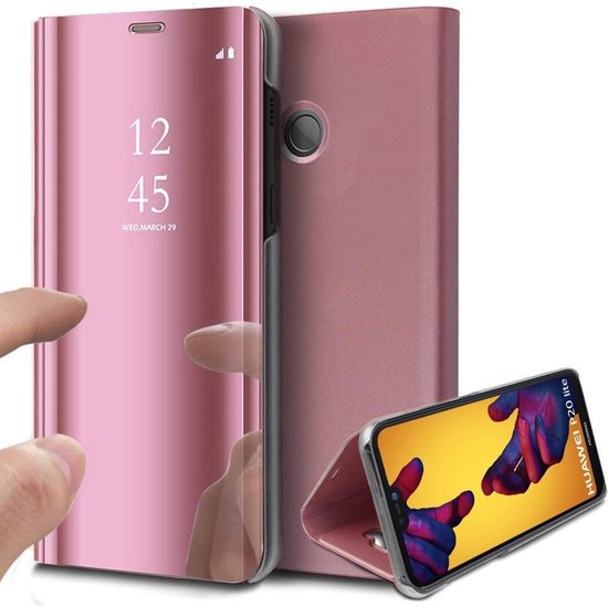 Étui miroir pour Huawei P20 Lite Étui portefeuille en cuir de iCall - Or  rose | bol.com