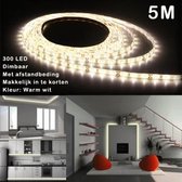 5M Ledstrip - Warm wit - Dimbaar - 300 LED - Met Adapter