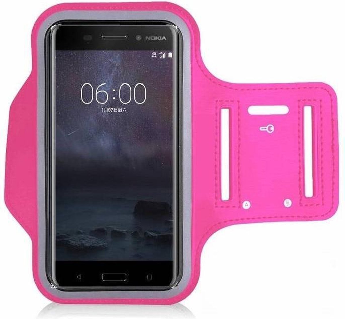 Roze Sportarmband Hardloopband Pearlycase Hoesje Geschikt voor Nokia 6