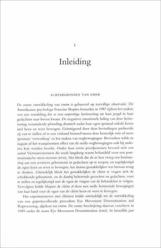 Pagina met de titel "Inleiding" en uitleg over de ontwikkeling van EMDR.