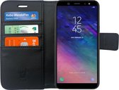 Samsung Galaxy A6 2018 Hoesje - Book Case Leer Wallet Cover Portemonnee Pasjeshouder Hoes Zwart