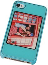 Apple iPhone 4/4S - Fotolijst Hardcase Hoesje Blauw - Back Cover Case Bumper Hoes