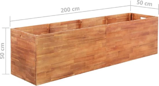 Plantenbak Acacia Hout voor Buiten 200x50x50cm / Bak Tuin / Planten... | bol.com