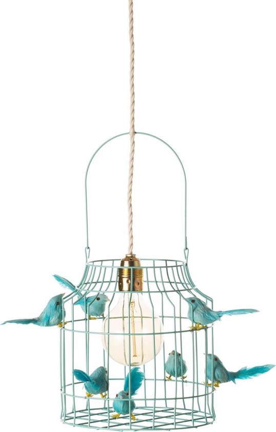 hanglamp babykamer turquoise met azuurblauwe vogeltjes nét echt! | bol.com