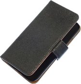 Zwart Ribbel booktype wallet cover hoesje voor Sony Xperia L