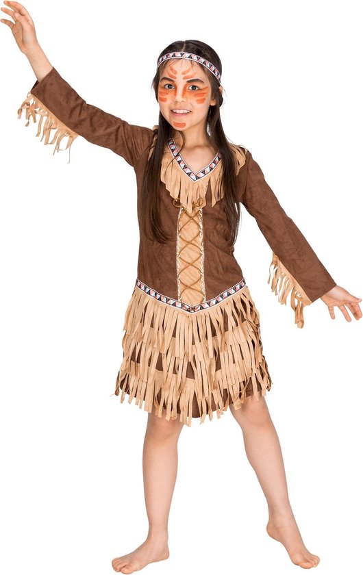 dressforfun - meisjeskostuum indianenprinses 140 (10-12y) - verkleedkleding kostuum halloween verkleden feestkleding carnavalskleding carnaval feestkledij partykleding - 300666