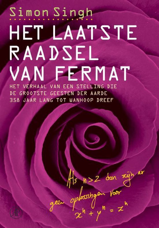 Couverture du livre : "Le Dernier Théorème de Fermat" avec une rose violette et du texte sur le théorème de Fermat.