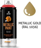 MTN metallic gouden spuitverf - RAL 1036 - 400ml spuitbus voor diverse klus doeleinden, bruikbaar op hout, plastic en metaal