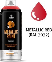 Peinture en aérosol MTN rouge métallique - RAL 3032 - Aérosol 400 ml pour diverses utilisations, utilisable sur bois, plastique et métal