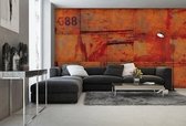 Fotobehang - Vlies Behang - Roestige Metalen Platen - Roest - Industrieel - 312 x 219 cm