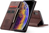 CASEME  Apple iPhone XS Max Retro Wallet Hoesje - Coffee