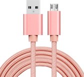 2m 3A geweven stijl metalen kop Micro USB naar USB Data / Charger Cable, voor Samsung / Huawei / Geschikt voor Xiaomi / Meizu / LG / HTC en andere smartphones (Rose Gold)