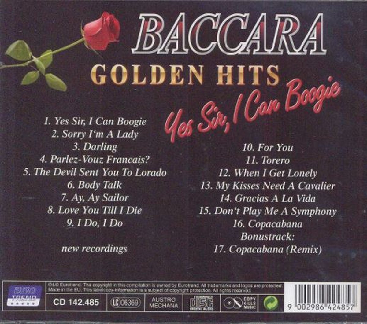 Yes Sir, I Can Boogie, Baccara CD (album) Muziek