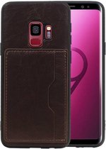 Staand Back Cover 1 Pasjes voor Galaxy S9 Mocca