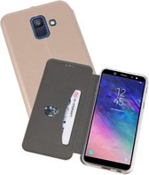 Slim Folio Case - Book Case Telefoonhoesje - Folio Flip Hoesje - Geschikt voor Samsung Galaxy A6 2018 - Goud
