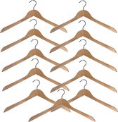 10 (+1 Gratis) naturel gelakte houten kledinghangers - kleerhangers van 44 cm breed.