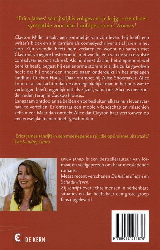 Boekomslag met een vrouw en tekst over Erica James en haar boek "Een nieuw begin".