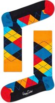 Happy Socks Argyle Sokken - Zwart/Multi - Maat 41-46