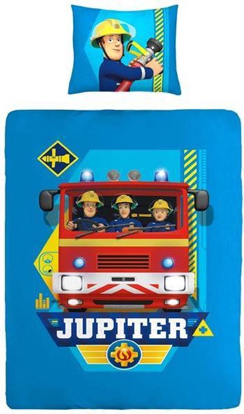 Brandweerman Sam - Dekbedovertrek - Junior - 120x150 cm + 1 kussensloop  60x70 cm - Blue | bol.com