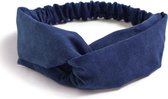 Suede Cross Haarband Navy Blue | Blauw | Velvet Suède | Fashion Favorite