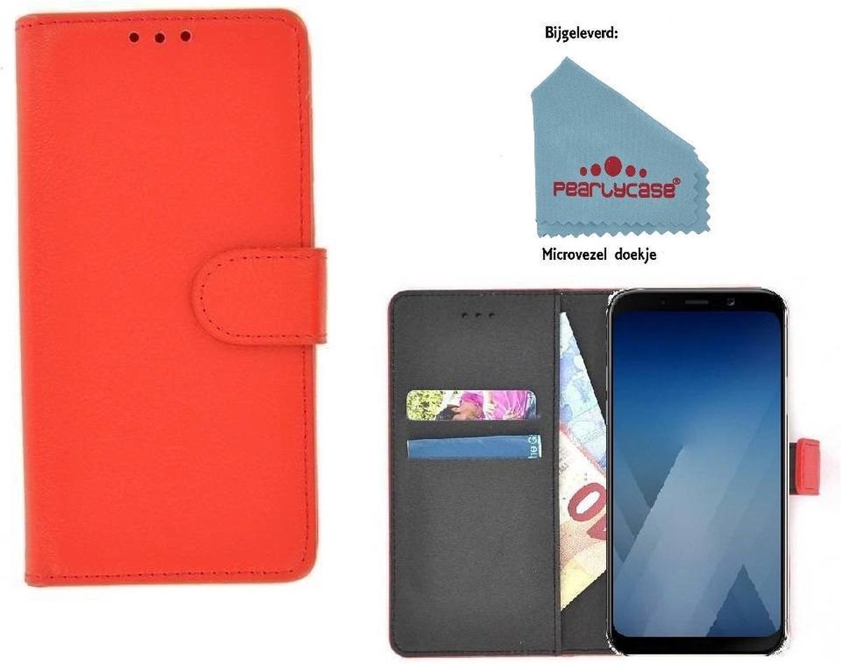 Pearlycase® Wallet Bookcase Geschikt voor Huawei P20 Pro - Rood effen Hoesje