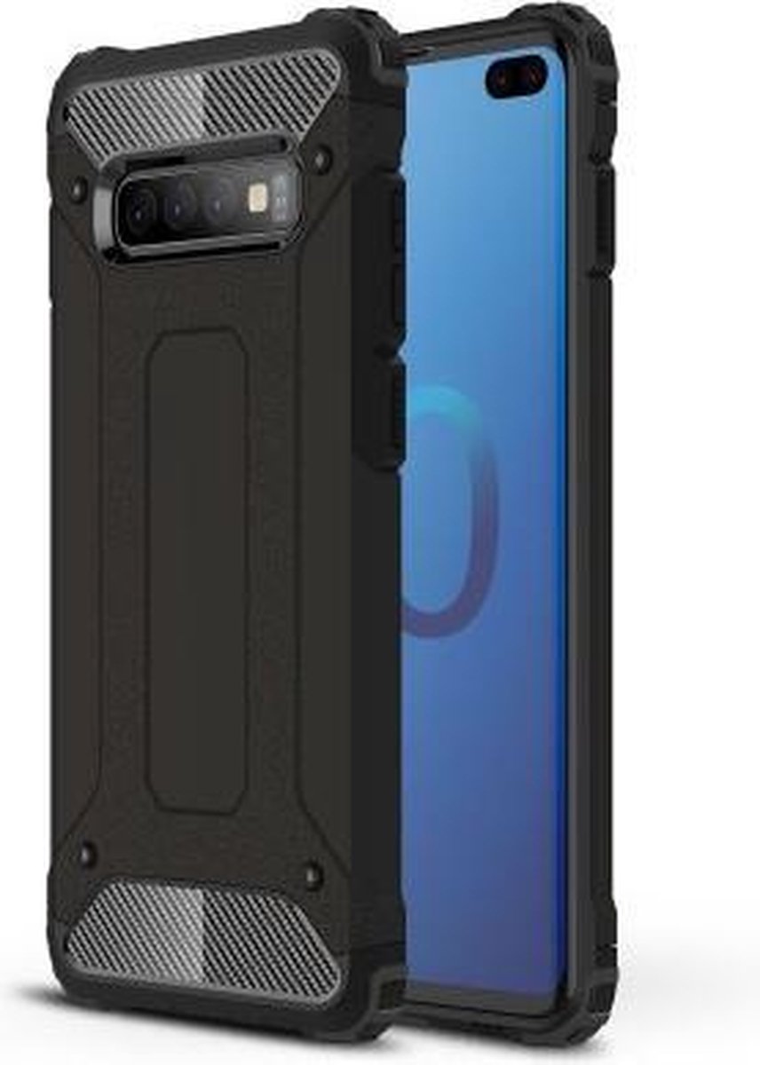 Samsung Galaxy S10 Plus silicone TPU hybride zwart hoesje case