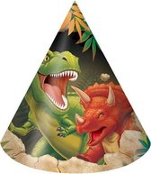 Dinosaurus feesthoedjes 8 stuks