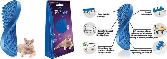 Pet+me cat short hair brush blauw - 1 st