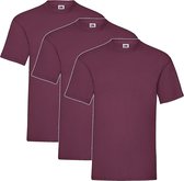 3 Pack Shirts Fruit of the Loom Ronde Hals Burgundy Maat M Valueweight