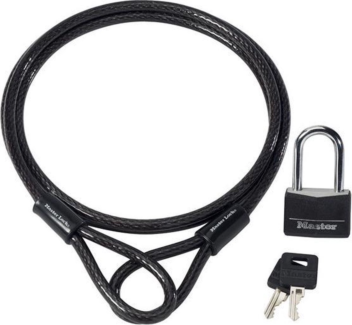 MasterLock 8270EURDAT - Stalen kabel met lussen + Hangslot - 1,8m x 8mm