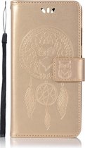 Shop4 - Nokia 8 Sirocco Hoesje - Wallet Case Dromenvanger Uil Goud