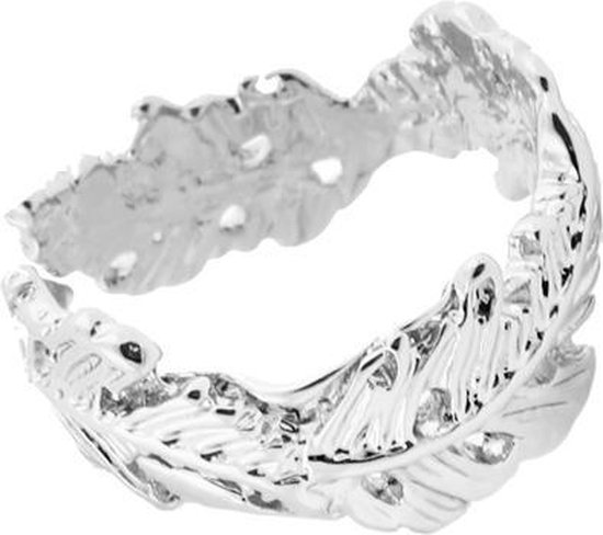 24/7 Jewelry Collection Blad Ring Verstelbaar - Verstelbare Ring - Zilverkleurig