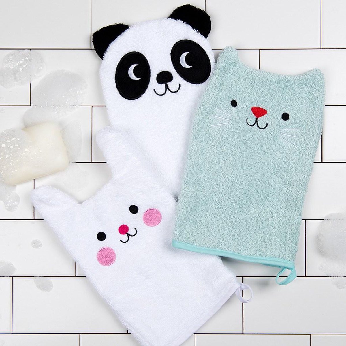 Konges Sløjd Lot de 3 Gants de Toilette - Bunny - Gant de toilette