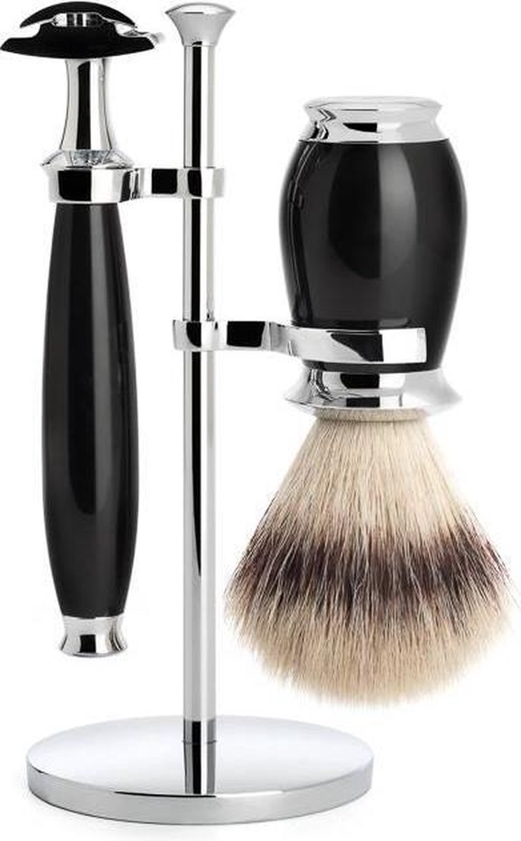 MÜHLE -Scheerset -Purist -Zwart -Safety Razor -Silvertip Fibre