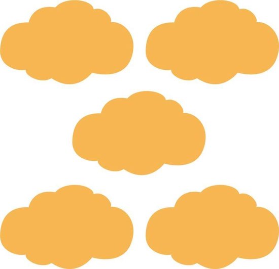 Muurstickers oker gele wolken - 5 stuks - 14x8cm