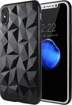 Luxe 3D Backcover voor Apple iPhone X - iPhone XS - Zwart - Hoogwaardig Soft TPU Case - Hoesje met Diamant Patroon